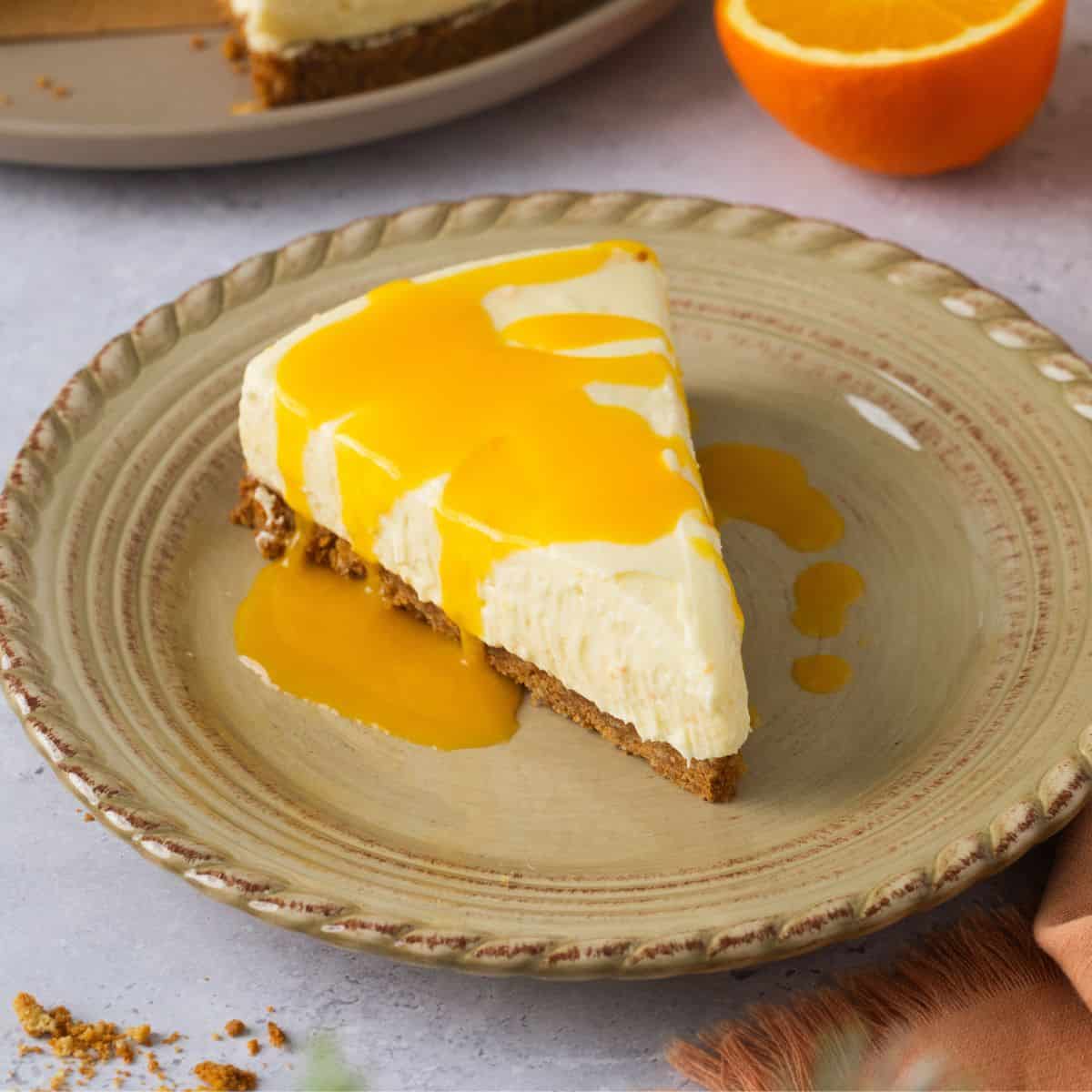 No Bake Orange Cheesecake With Gingersnap Crust
