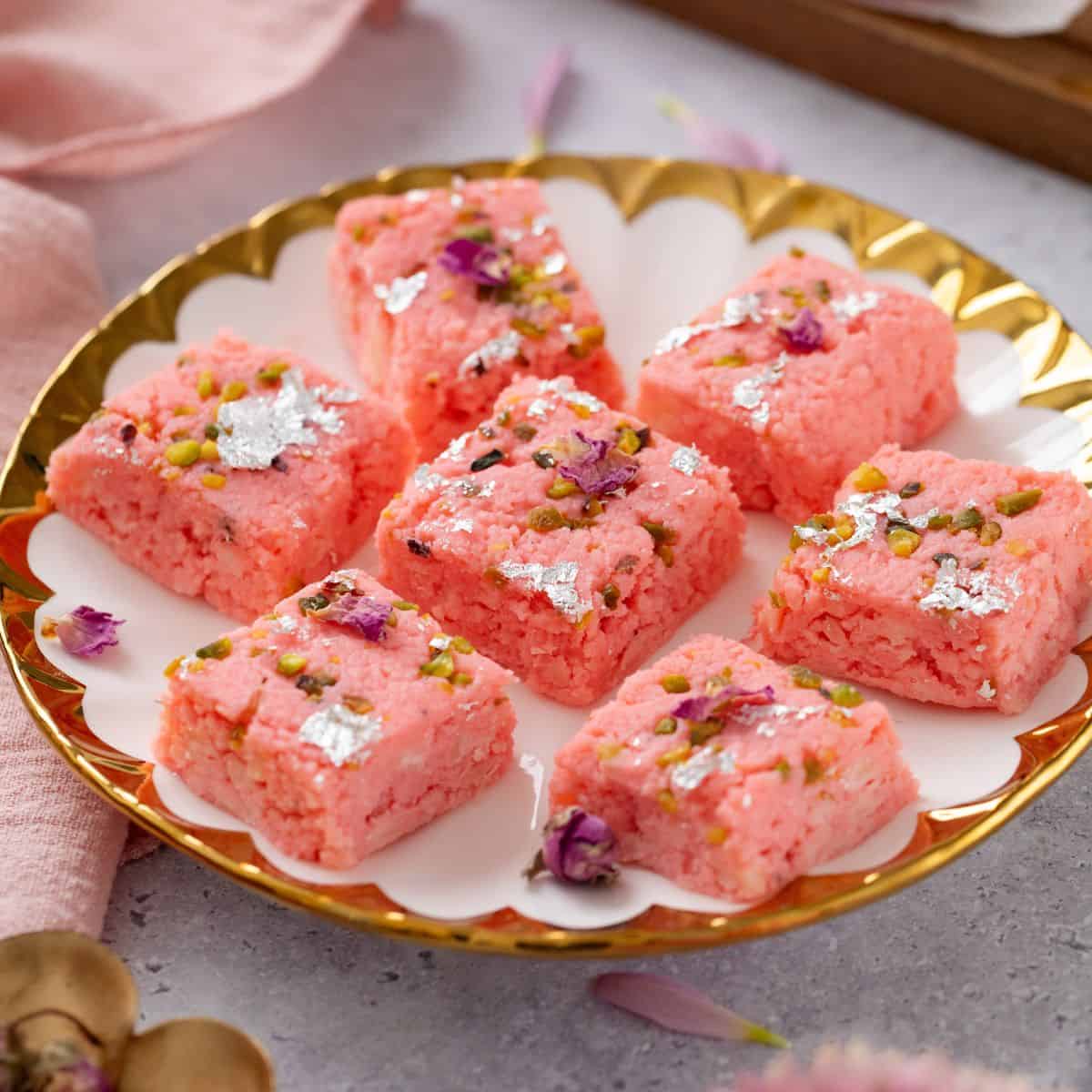 Rose Kalakand Recipe (With Paneer)