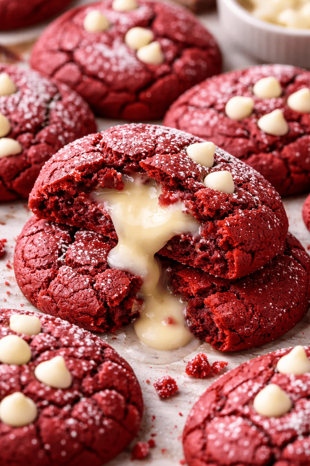 Red Velvet Lava Cookies (Molten Cream Cheese Center)