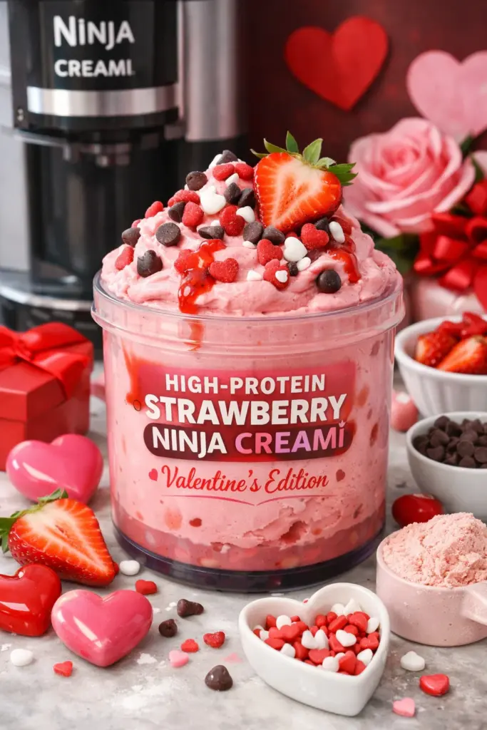 High-Protein Strawberry Ninja Creami: Valentine’s Edition