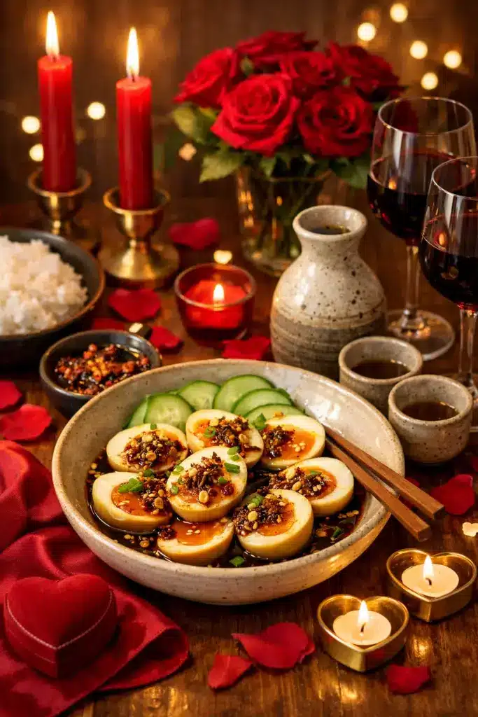 Valentine’s Date Night: Soy Sauce Eggs with Chili Crunch