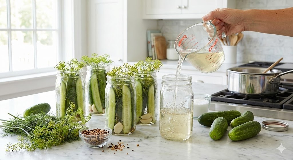 homemade dill pickles.