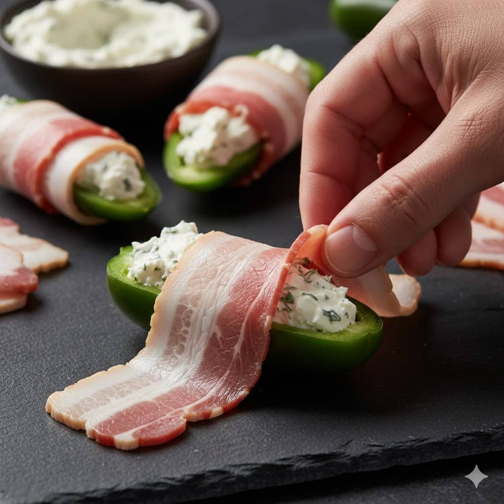 Bacon Wrapped Jalapeño Poppers step by step