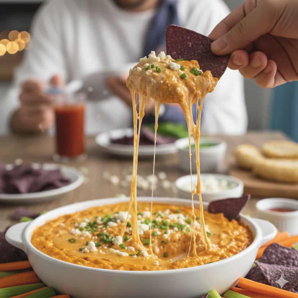 Easy Buffalo Chicken Dip (Crockpot & Oven Instructions)