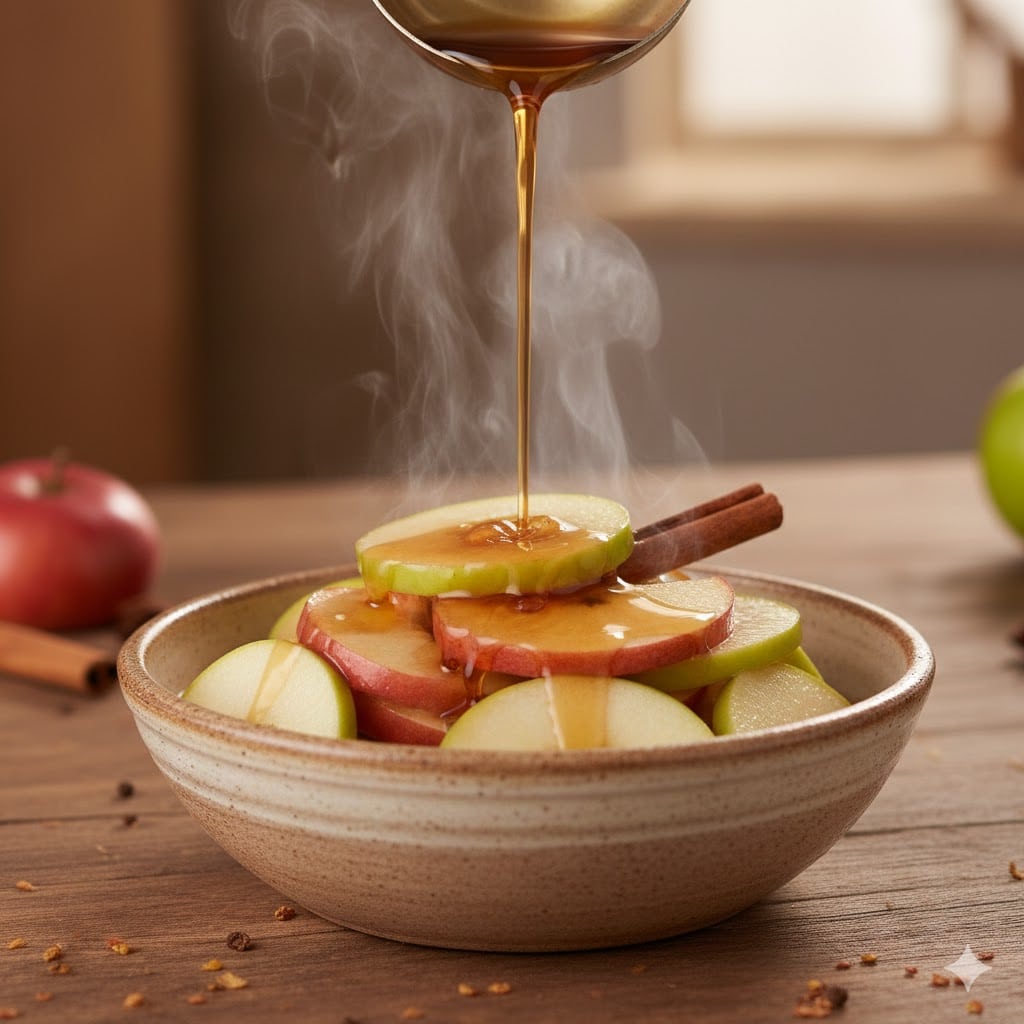 Meal prepping boiled apples for a week of gut health snacks.