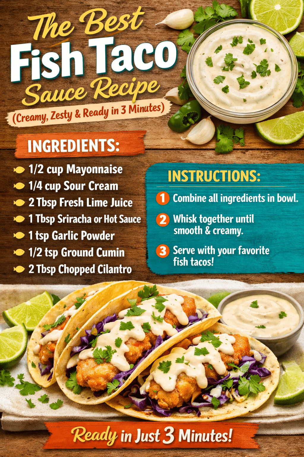The Best Fish Taco Sauce Recipe (Creamy, Zesty & Ready in 3 Minutes)