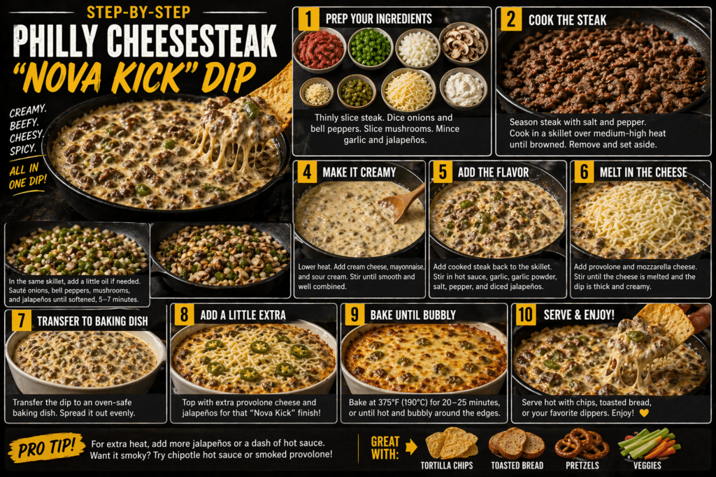 Philly Cheesesteak “Nova Kick” Dip step by step