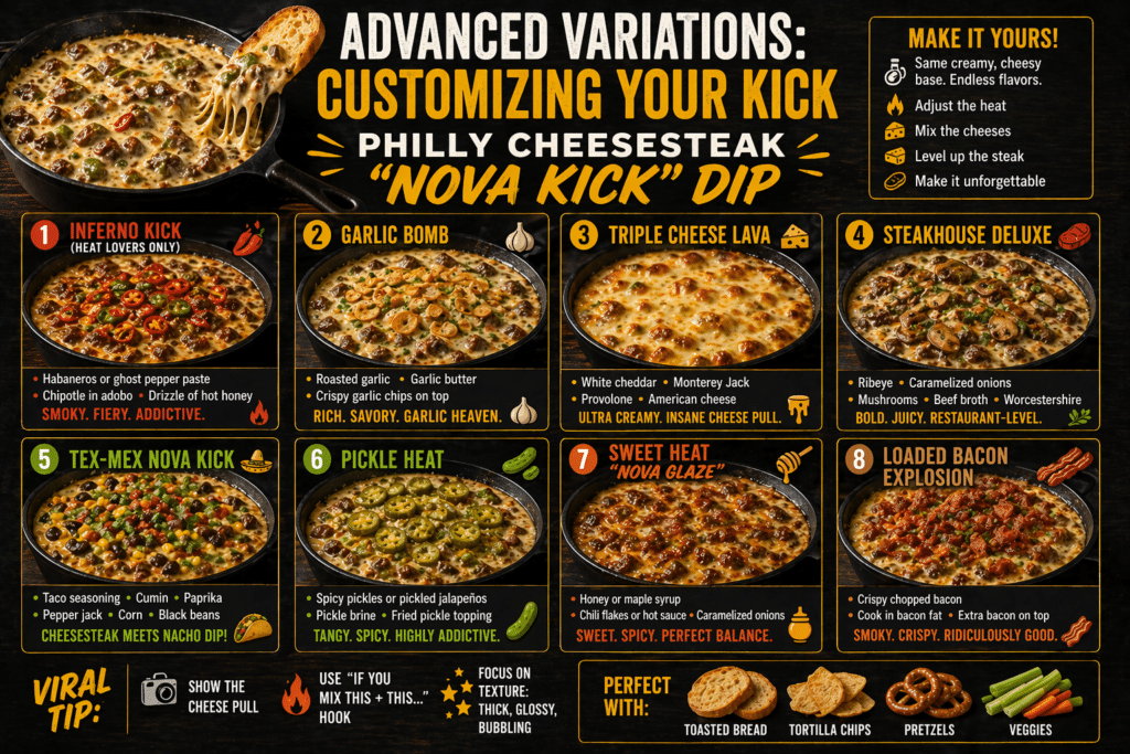 Advanced Variations: Customizing Your Kick  Philly Cheesesteak “Nova Kick” Dip  image 