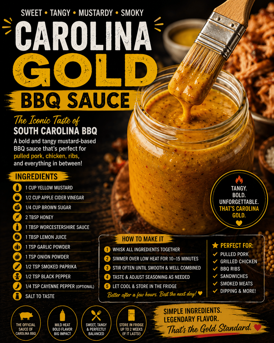 Carolina Gold Barbecue Sauce: The Ultimate South Carolina Mustard BBQ Sauce Recipe